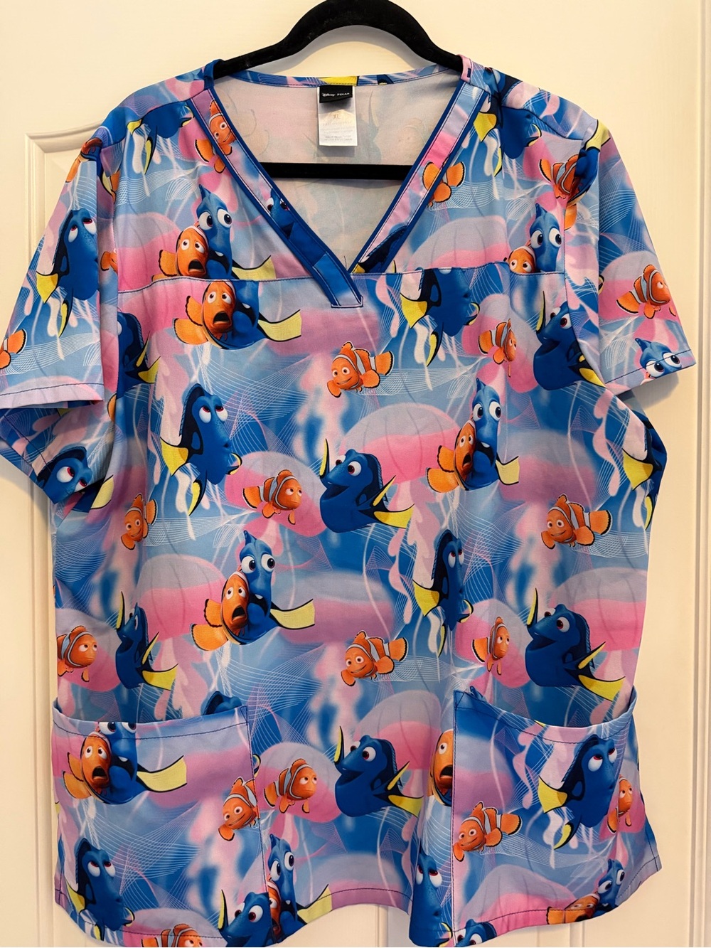 Disney Pixar Finding Nemo Dory Scrub Top - Blue Pink
